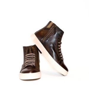 Sneakers alta da donna in pelle