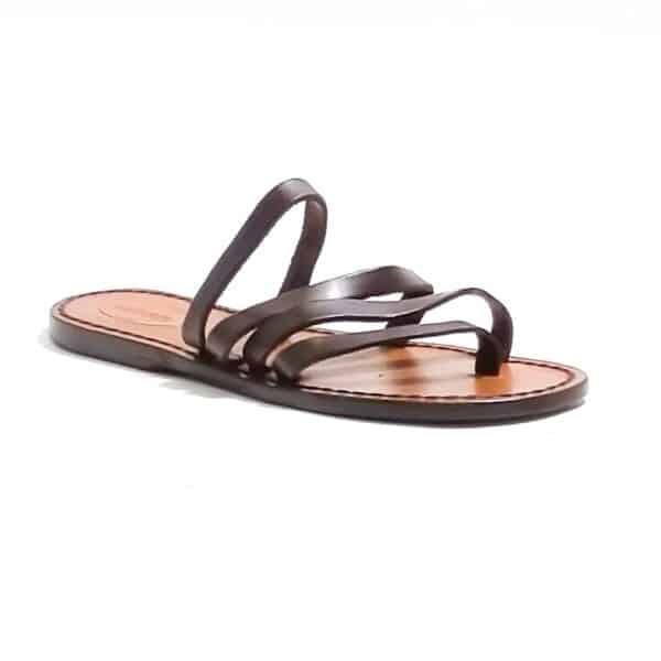Women's leather thong slipper
