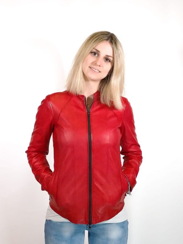 Giacca in pelle donna Romana tuscany tamponata a mano - immagine 2