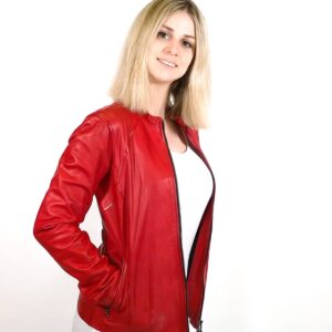 Giacca in pelle donna Romana tuscany tamponata a mano