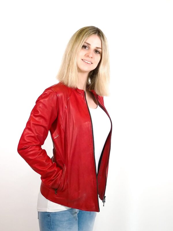 Giacca in pelle donna Romana tuscany tamponata a mano