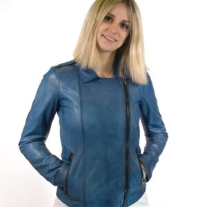 Alternative view of Giacca in pelle donna Grease tuscany tamponata a mano