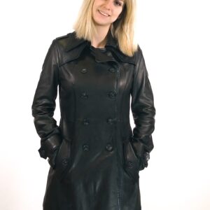 Alternative view of Trench donna in pelle Tuscany tamponato a mano
