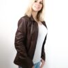 Giacca in pelle donna Cesira tuscany tamponata a mano