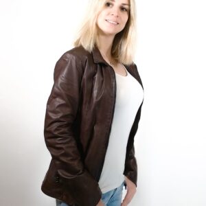 Giacca in pelle donna Cesira tuscany tamponata a mano