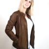 Giacca in pelle donna Romana tuscany tamponata a mano