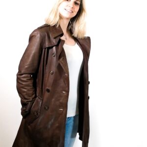 Alternative view of Trench donna in pelle Tuscany tamponato a mano
