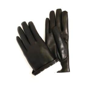Classic woman leather glove with rabbit lining