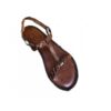 Sandalo con treccia in cuoio donna