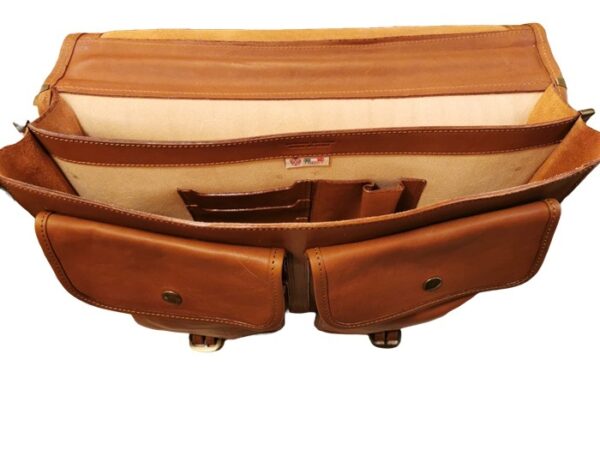 Leather work bag w/flap and buckles I Medici - Image 2