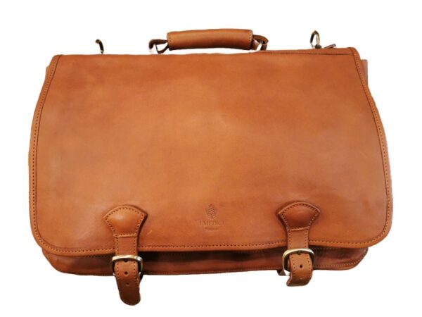 Leather work bag w/flap and buckles I Medici