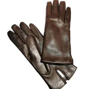 Classic woman leather glove with rabbit lining