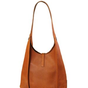 Alternative view of Borsa in pelle Bruno Rossi intreccio stampato