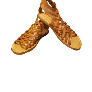 Alternative view of Crossed leather sandal with double buckle for women