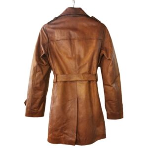 Alternative view of Trench donna in pelle Tuscany tamponato a mano