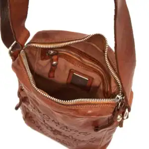 Alternative view of Borsa a tracolla "Marte" in pelle con decorazione laser "Teodorano"